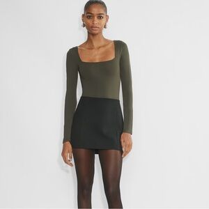 Aritzia Olive Green contour square neck Bodysuit